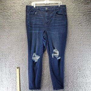 American Eagle Jeans Womens Size 18 Blue Curvy Hi-Rise Jegging Distressed Denim